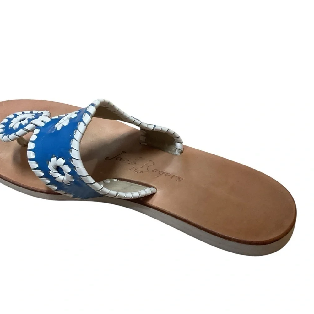 Jack Rogers Women's Size 8 Thong Sandals Flats Artisan Leather Woven Medallion